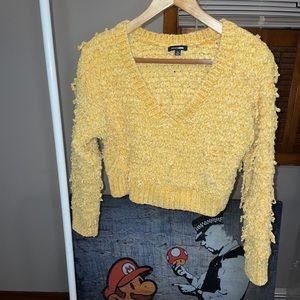 Fashion Nova Yellow Fuzzy Crop Top Sweater